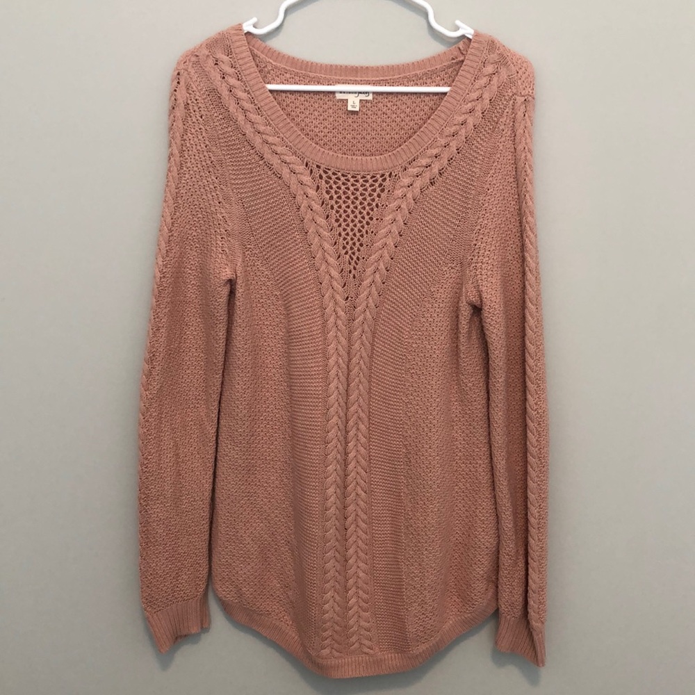 Madison Jules Pink Large Knit Sweater